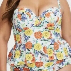 Torrid 2 Push-Up Plus Size Swim Peplum Top